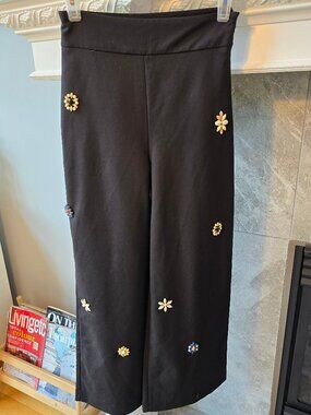 ZXARA Bejeweled Culottes wide leg Trousers in black XS